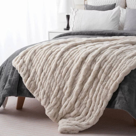 Soft Ruched Faux Fur Throw- Multiple Colors